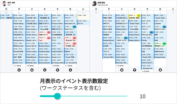 グループスケジュール(月)の画面イメージ