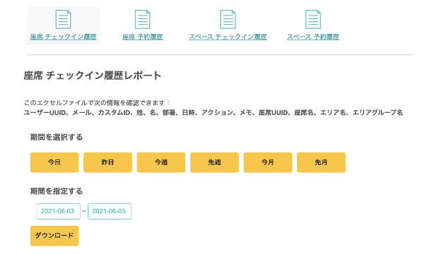 Colorkrew Biz管理画面でレポートを表示した画面イメージ